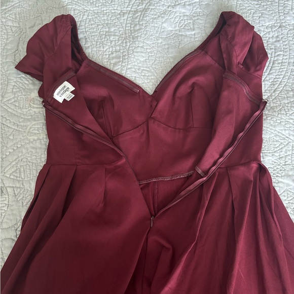 Unique Vintage 1950s Burgundy Sweetheart Midge Swing Dress - Picture 2 of 7